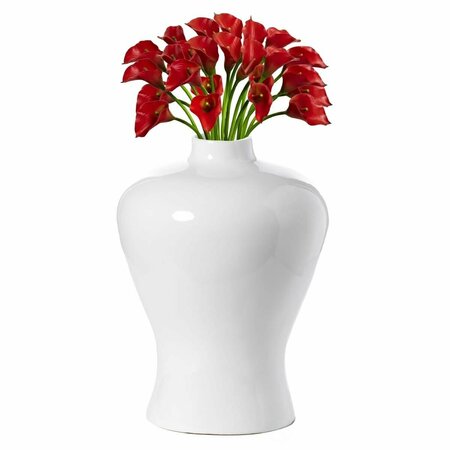 COLOCAR 17.75 x 8 x 8 in. Modern Large Tabletop Centerpiece Flower Vase, White CO2641853